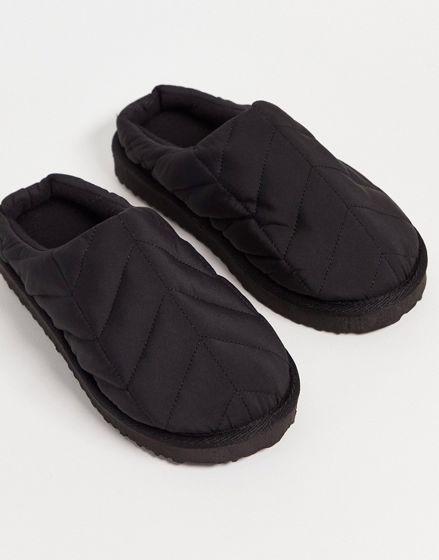 ASOS DESIGN Zhen sporty padded slippers in black