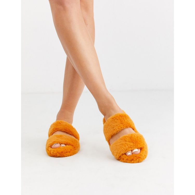 ASOS DESIGN Zion double strap slider slippers in blue