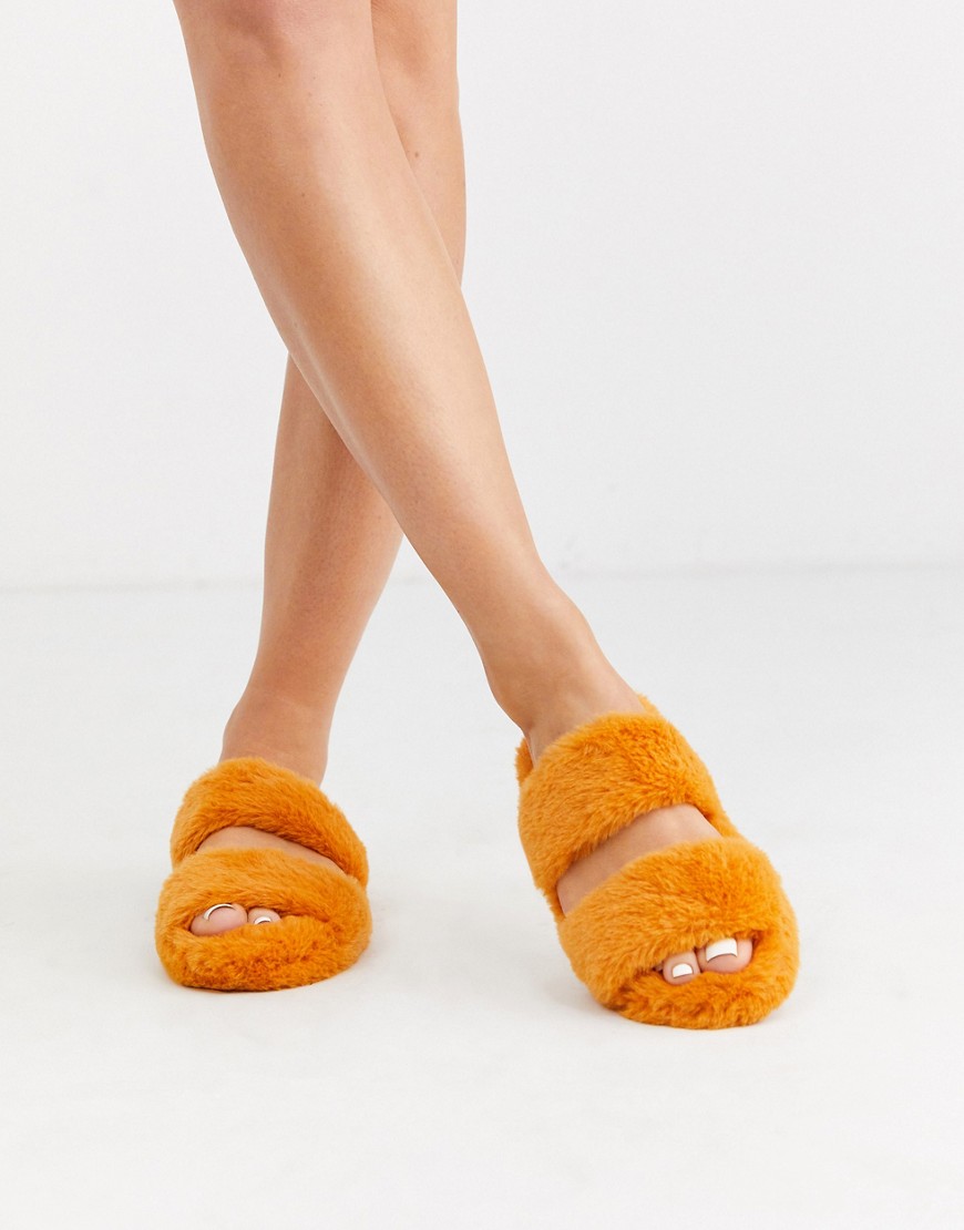 ASOS DESIGN - Zhuji -  Scarpe a pantofola arancioni con doppio cinturino-Arancione