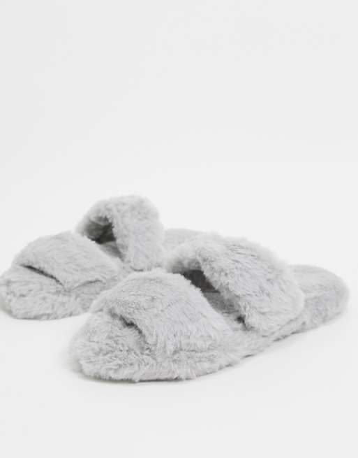 ASOS DESIGN - Zhuji - Scarpe a pantofola con doppio cinturino grigie