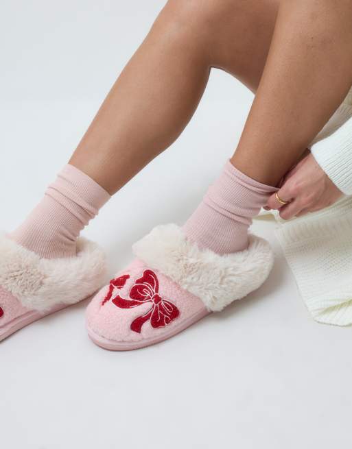 ASOS DESIGN Zibby slippers met geborduurde strikjes, 2 van 4