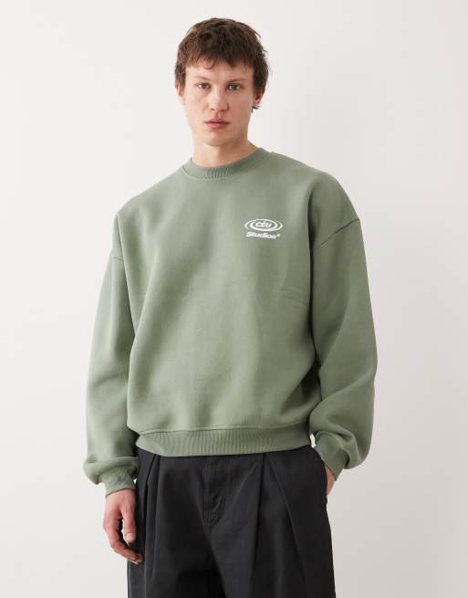 ASOS DESIGN – Zielona bluza extreme oversize z okrągłym dekoltem i napisem, 3 z 5