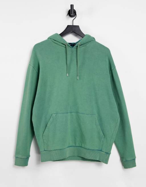 ASOS DESIGN – Zielony zestaw oversize z efektem sprania: bluza z kapturem i joggersy, 2 z 2