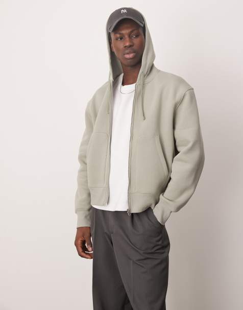 ASOS DESIGN – Zielona bluza z kapturem oversize zapinana na suwak - view 1