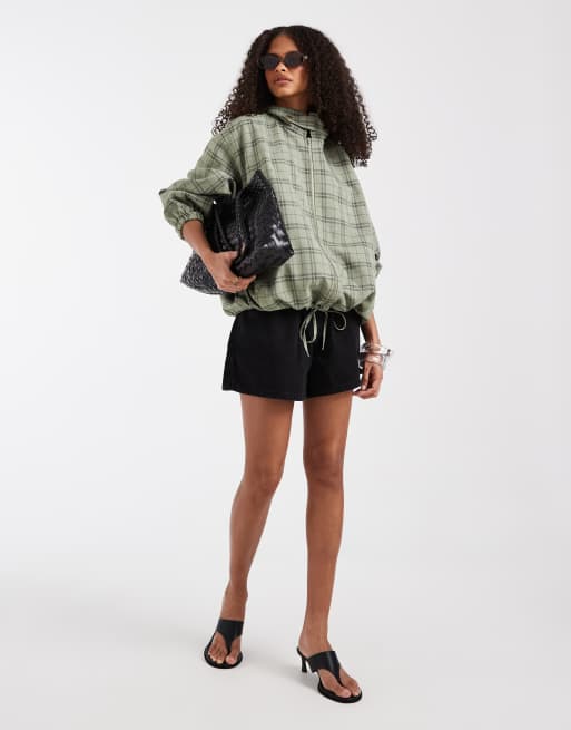 ASOS DESIGN – Zielona codzienna kurtka Harrington z wysokim kołnierzem w kratę, 2 z 4