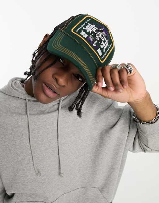 ASOS DESIGN – Zielona czapka trucker z naszywką „Tokyo”