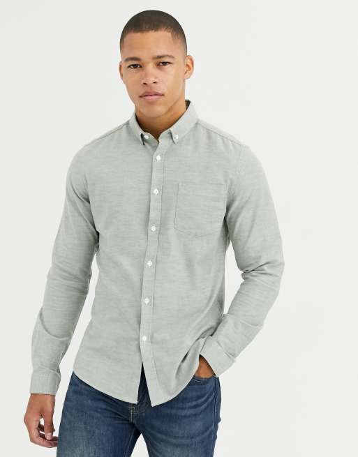 ASOS DESIGN – Zielona dopasowana koszula oxford z barwionej przędzy