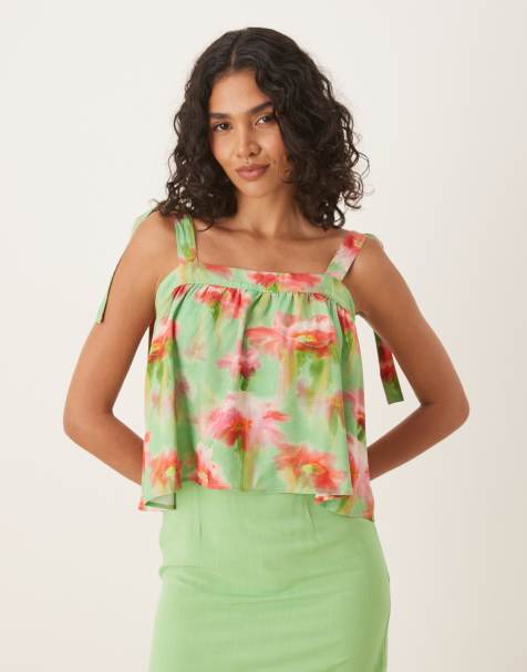 ASOS DESIGN – Zielona dwuwarstwowa sukienka mini w palmy - view 1