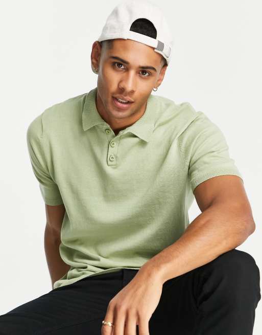 ASOS DESIGN – Zielona dzianinowa koszulka polo