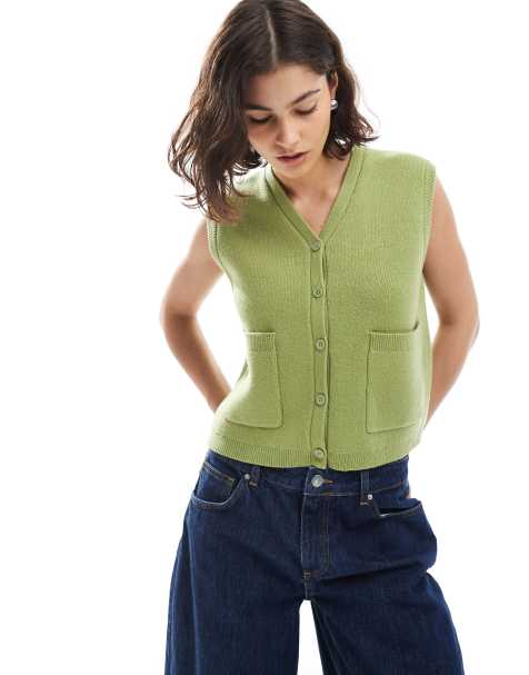ASOS DESIGN boxy structured waistcoat in green
