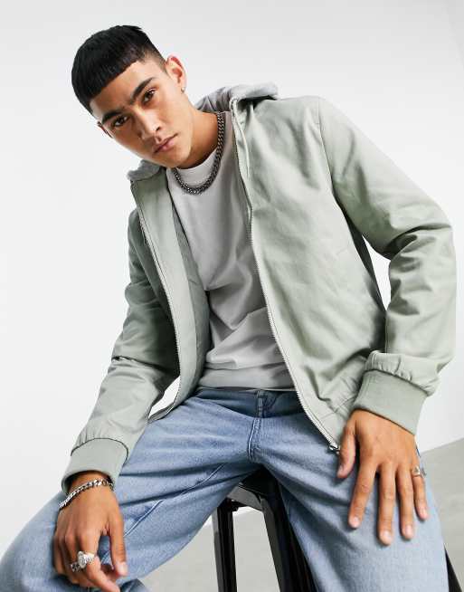 ASOS DESIGN – Zielona kurtka bomberka z dżersejowym kapturem