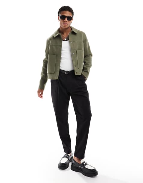ASOS DESIGN – Zielona kurtka Harrington z imitacji wełny - view 1