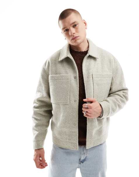 ASOS DESIGN – Zielona kurtka Harrington z imitacji wełny - view 1