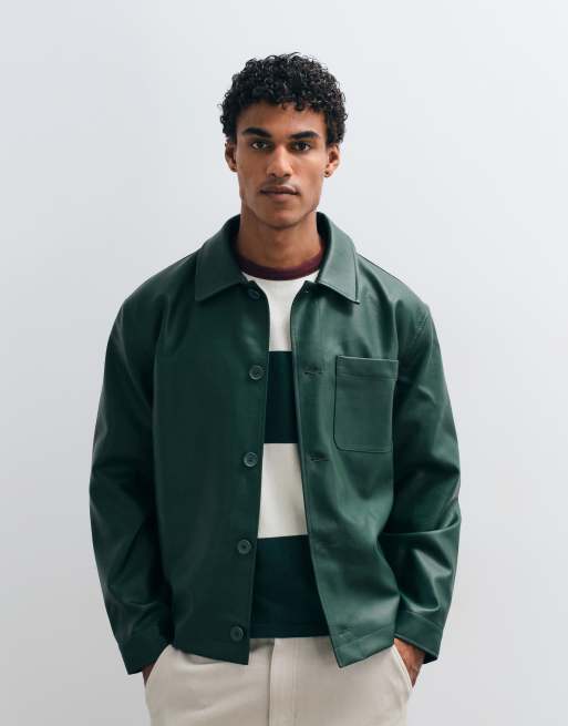 ASOS DESIGN – Zielona kurtka koszulowa z imitacji skóry, 2 z 5