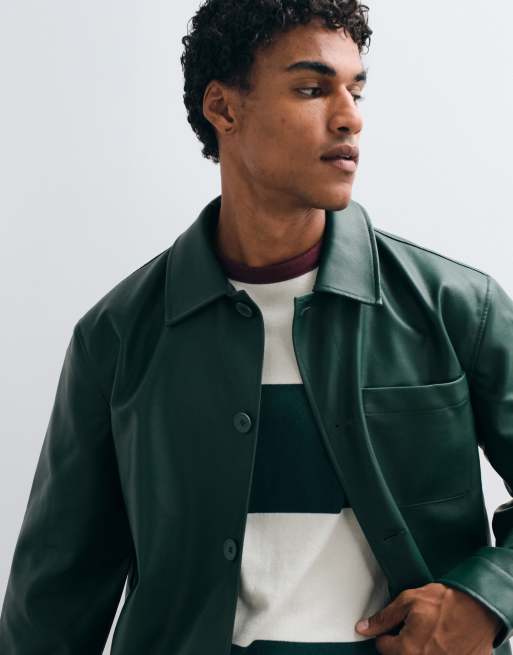 ASOS DESIGN – Zielona kurtka koszulowa z imitacji skóry, 4 z 5