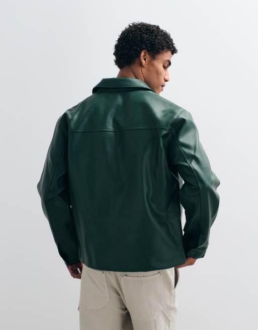 ASOS DESIGN – Zielona kurtka koszulowa z imitacji skóry, 5 z 5