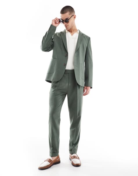 ASOS DESIGN – Zielona letnia marynarka garniturowa o obcisłym kroju i krzyżykowym splocie - view 1