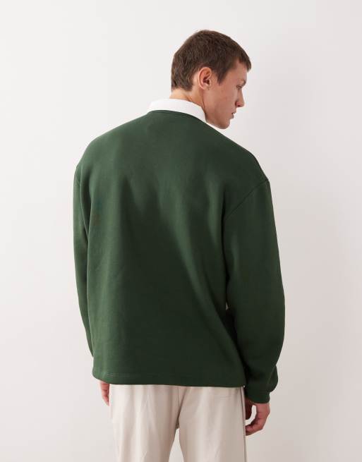 ASOS DESIGN – Zielona luźna bluza polo w stylu rugby ze wstawkami, 3 z 5
