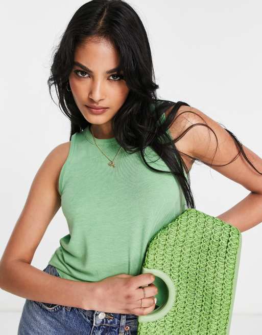 ASOS DESIGN – Zielona luźna kamizelka z dzianiny o delikatnym splocie z nieobszytym brzegiem
