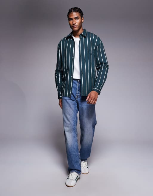 ASOS DESIGN – Zielona luźna koszula popelinowa w paski, 2 z 5