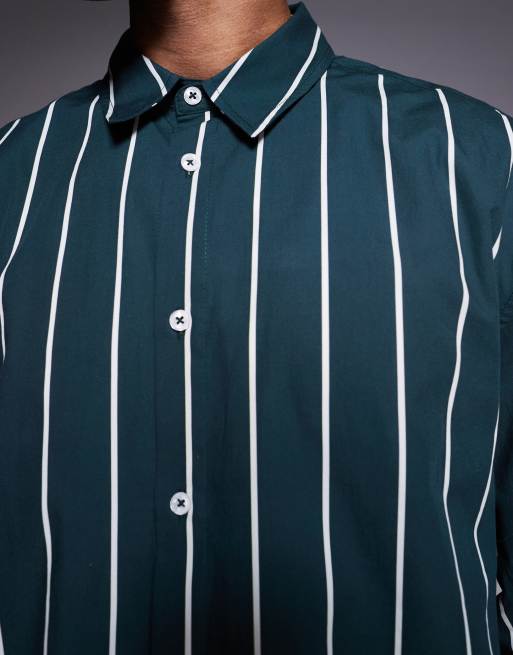 ASOS DESIGN – Zielona luźna koszula popelinowa w paski, 5 z 5