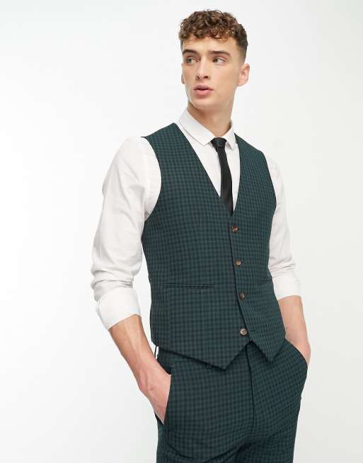 ASOS DESIGN – Zielona obcisła kamizelka w kratkę vichy