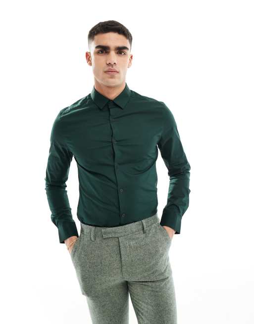 ASOS DESIGN – Zielona obcisła koszula