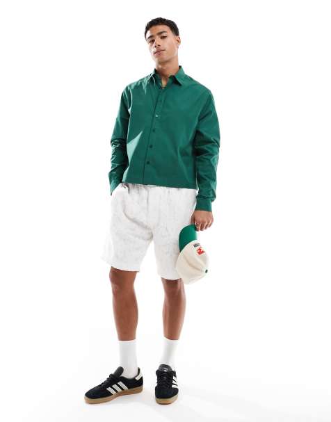 ASOS DESIGN boxy oversized poplin shirt in green
