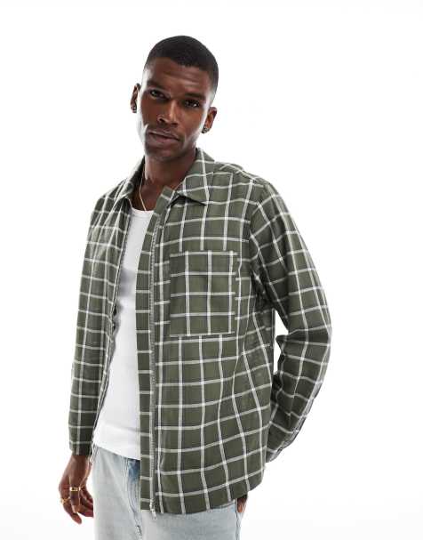 ASOS DESIGN boxy check shirt in green