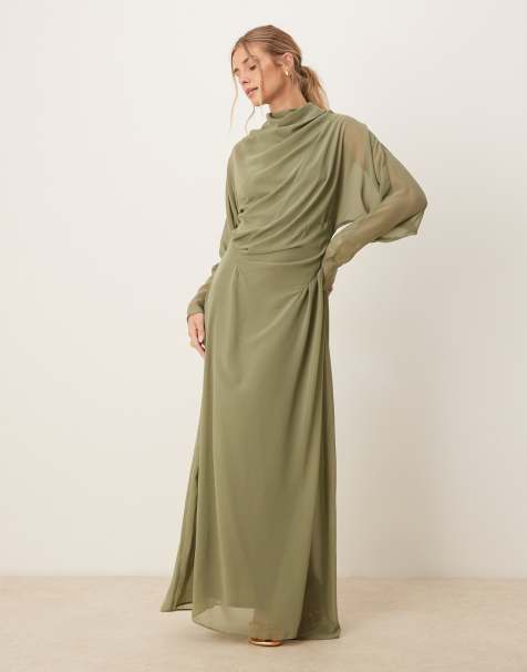 ASOS DESIGN – Zielona sukienka maxi z golfem - view 1