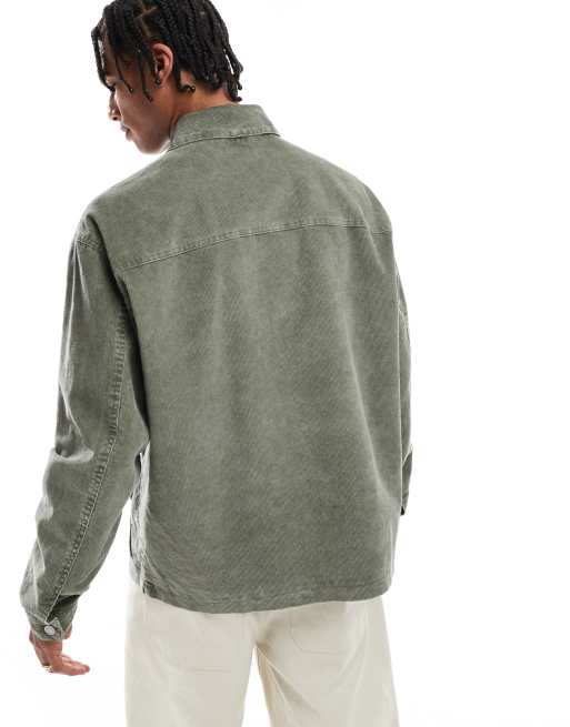 ASOS DESIGN – Zielona sztruksowa sprana kurtka Harrington, 4 z 4