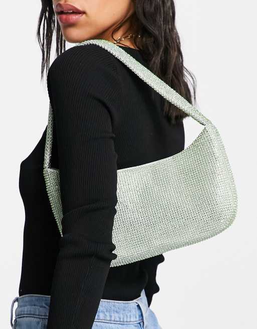 ASOS DESIGN – Zielona torba na ramię w stylu lat 90., z diamencikami