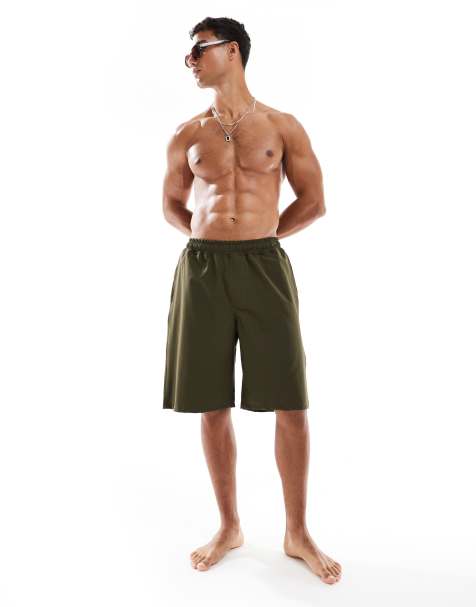 ASOS DESIGN – Zielone długie szorty kąpielowe - view 1