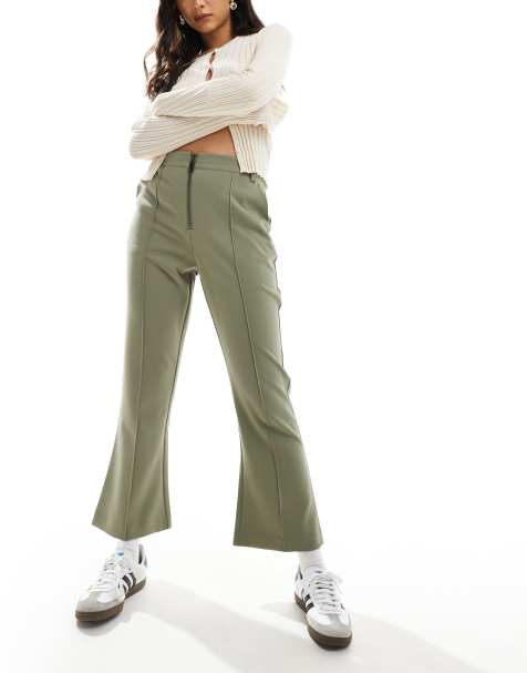 ASOS DESIGN – Zielone eleganckie dzwony z zamkiem z przodu - view 1