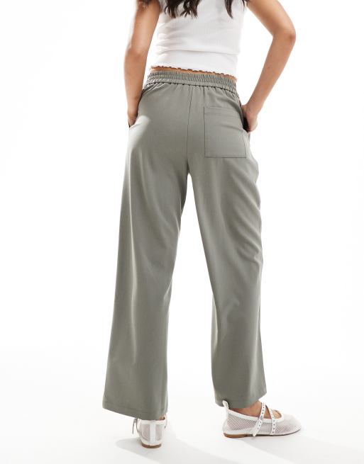 ASOS DESIGN – Zielone eleganckie spodnie wciągane typu barrel, 3 z 5