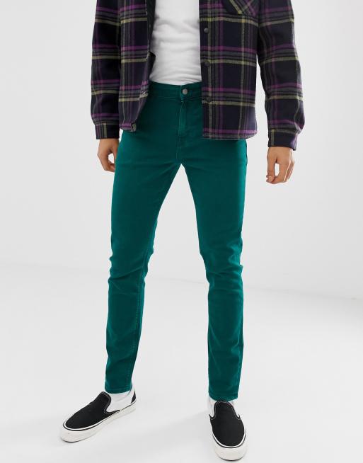 ASOS DESIGN – Zielone jeansy o obcisłym kroju w stylu vintage