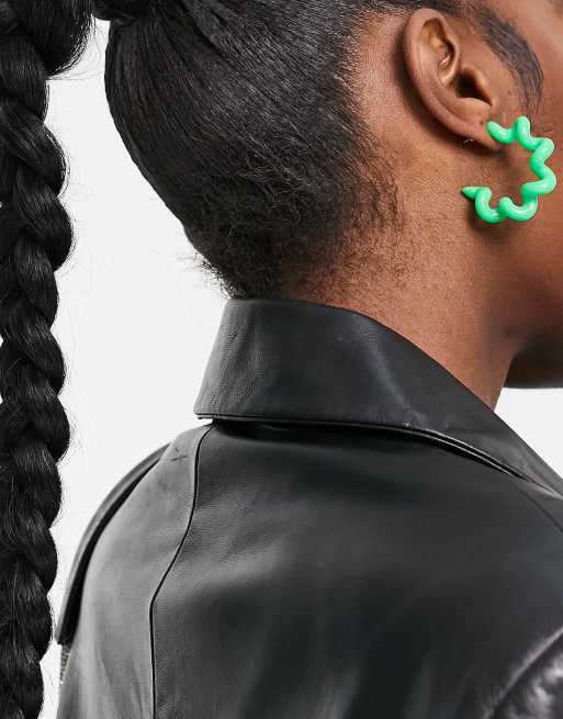 ASOS DESIGN – Zielone kolczyki-koła ze skręconego tworzywa