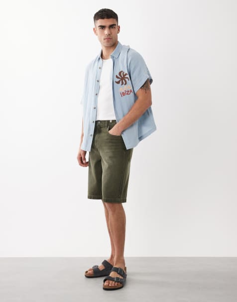 ASOS DESIGN – Zielone luźne jortsy jeansowe - view 1