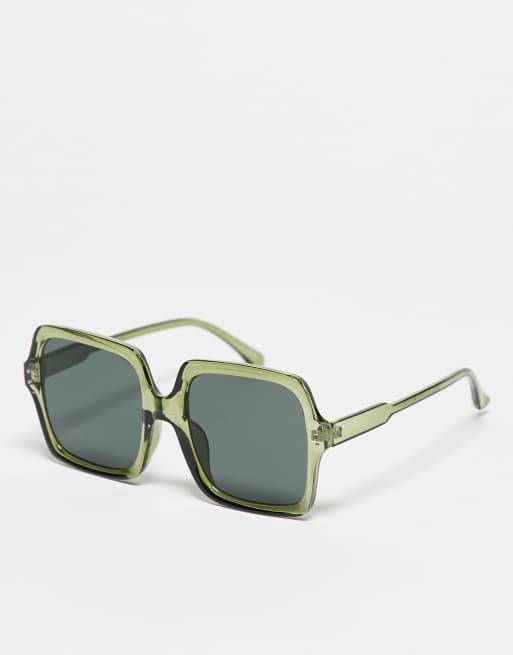 ASOS DESIGN – Zielone okulary przeciwsłoneczne oversize w stylu lat 70 
