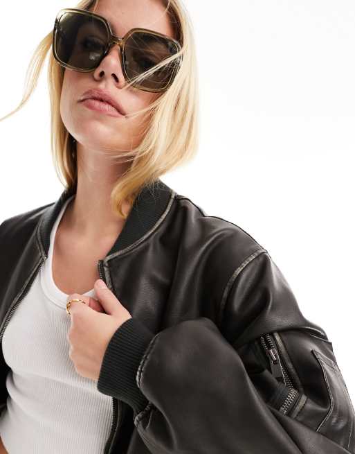 ASOS DESIGN – Zielone okulary przeciwsłoneczne w kwadratowych oprawkach w stylu lat 70. 