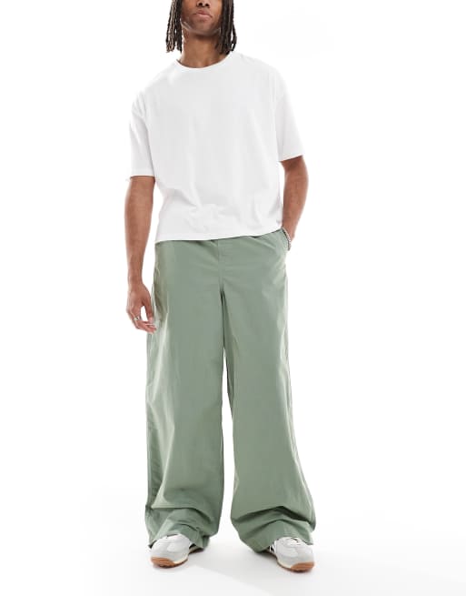ASOS DESIGN – Zielone popelinowe spodnie wciągane super baggy, 2 z 5