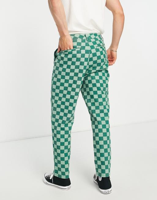 ASOS DESIGN – Zielone skaterskie spodnie w szachownicę, 2 z 4