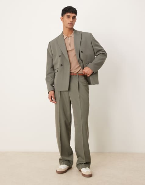 ASOS DESIGN – Zielone spodnie garniturowe z szerokimi nogawkami - view 1