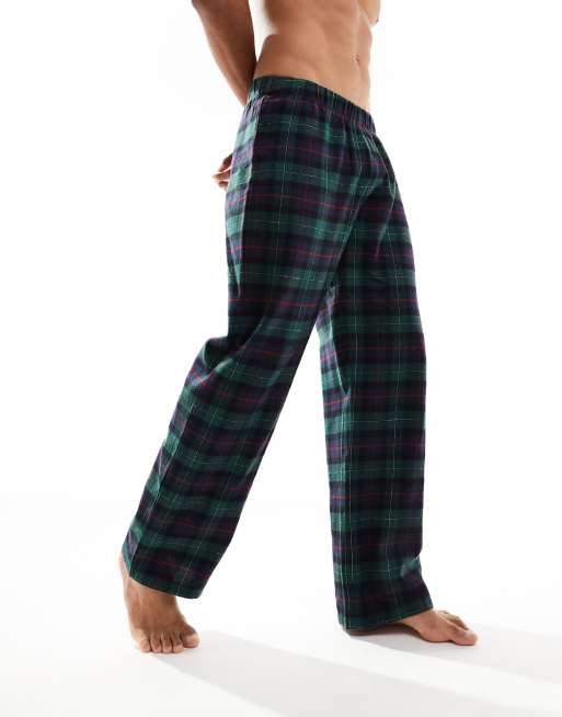 ASOS DESIGN – Zielone spodnie od piżamy w kratę