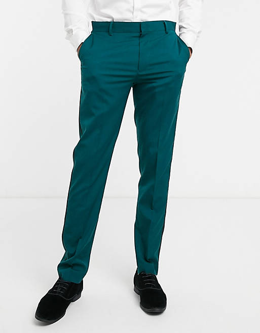ASOS DESIGN – Zielone spodnie smokingowe o bardzo obcisłym kroju