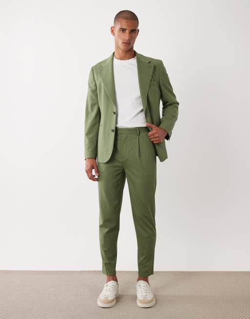 ASOS DESIGN – Zielony, dopasowany garnitur letni, 100% wełny, 3 z 3
