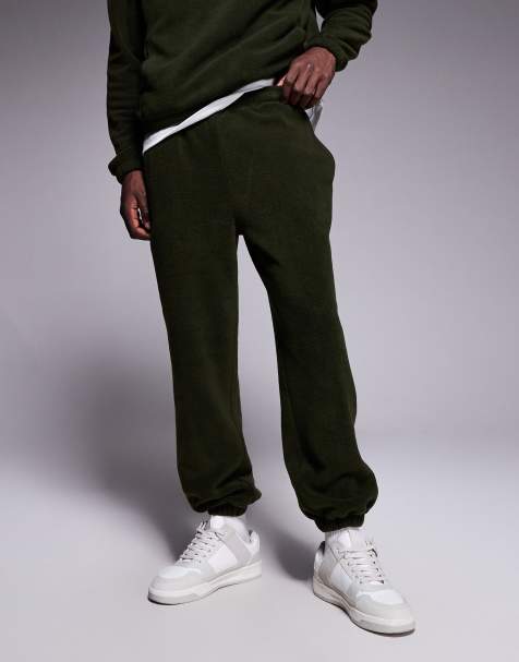 ASOS DESIGN co-ord tapered fleece jogger in green