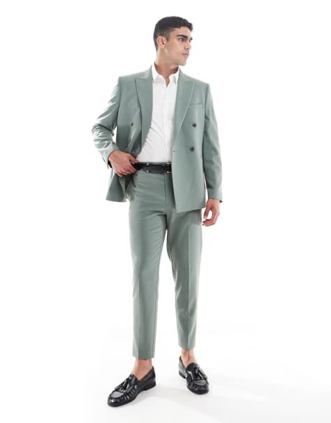 ASOS DESIGN tapered suit trousers in green