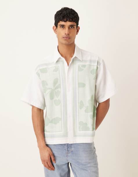 ASOS DESIGN – Zielono-beżowa koszula oversize w kwiatowy wzór - view 1