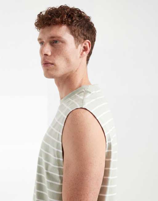 ASOS DESIGN – Zielono-biały top oversize bez rękawów, w paski, 5 z 5